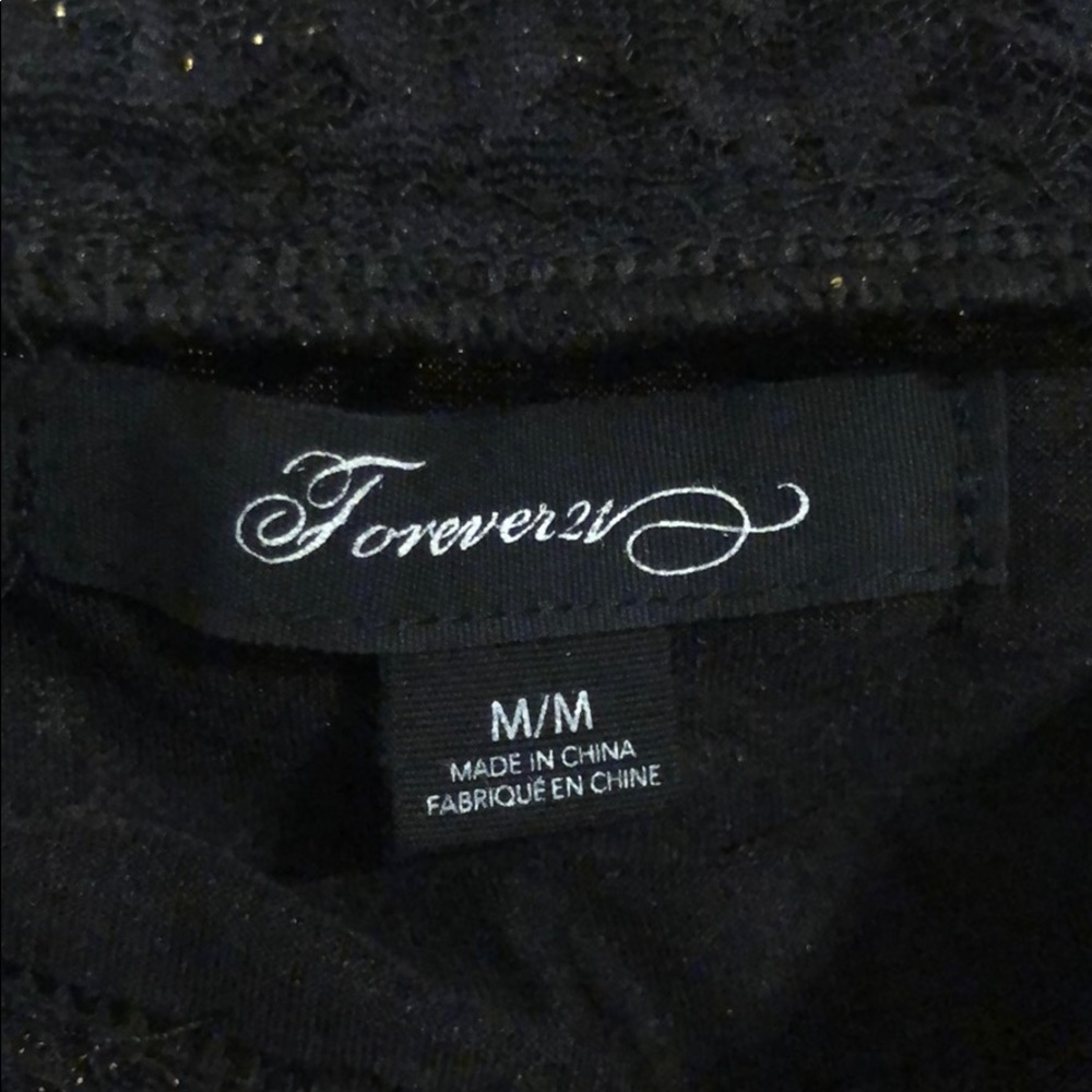 SOLD Forever 21 Black/gold Lace Mini Skirt - Picture 4 of 4